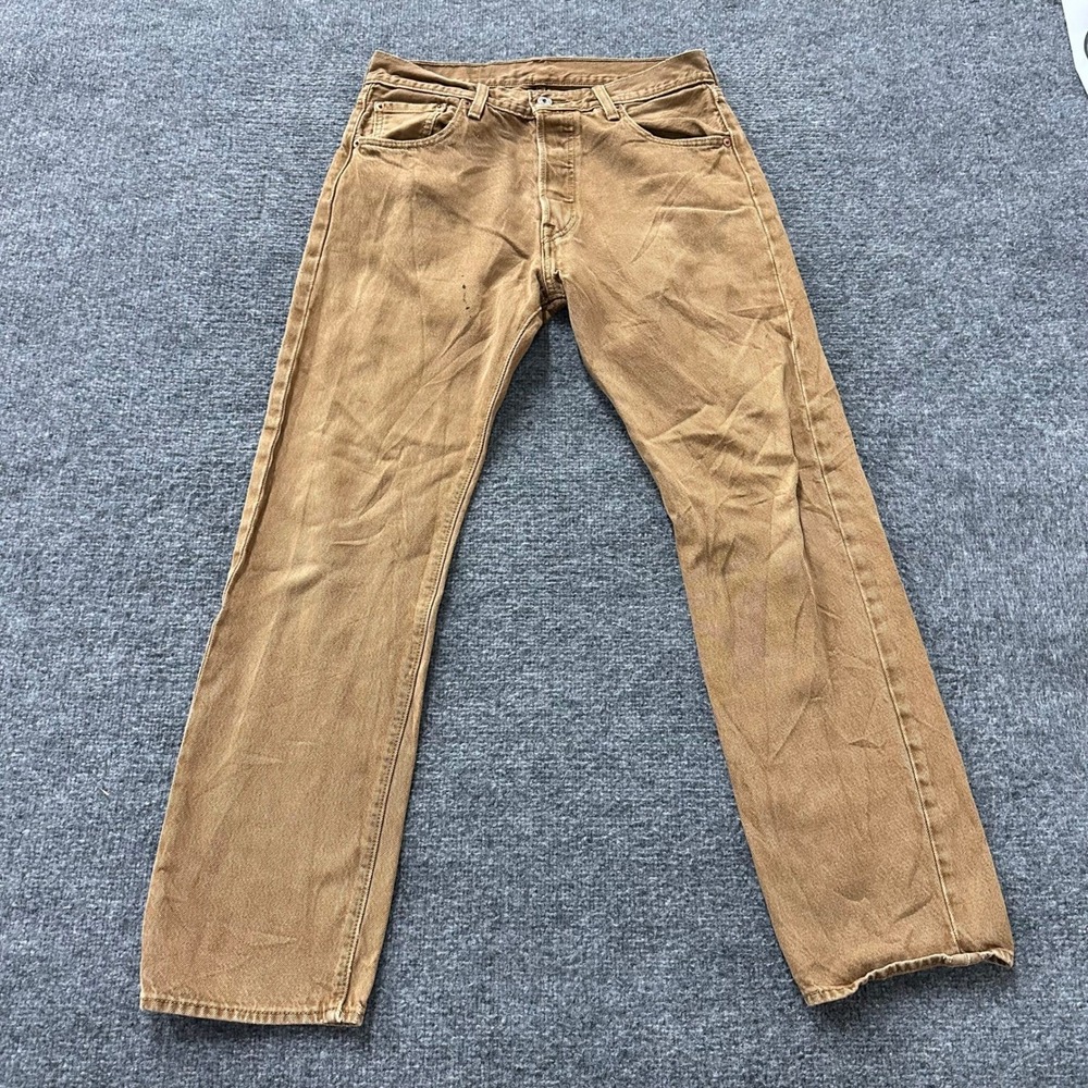 Levi's Jeans Mens Size 30 Brown 501 '93 Straight Leg Cotton Denim Casual Stained